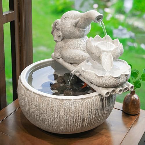 Zen Indoor Decor Desktop Fountain with Lotus Design