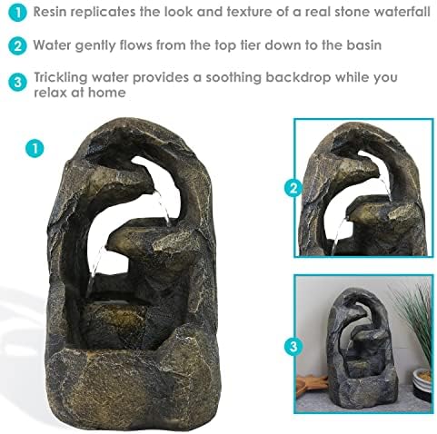 Sunnydaze Cavernous Rock Tiers Indoor Fountain - 12 Inch Decor