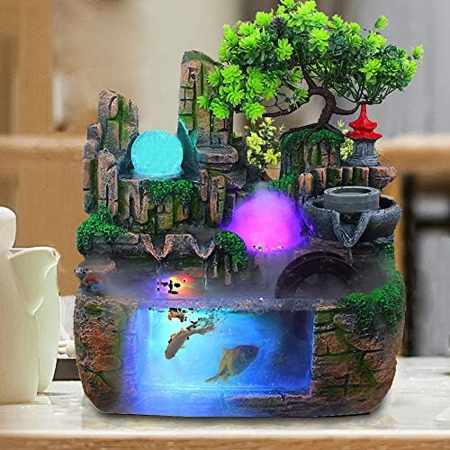 DNYSYSJ Tabletop Waterfall Fountain with LED Light