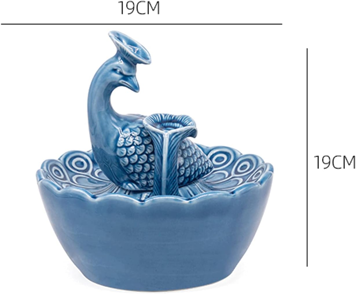 Peacock Tabletop Fountain Ceramic Indoor Fountain for Home Office Bedroom Decor