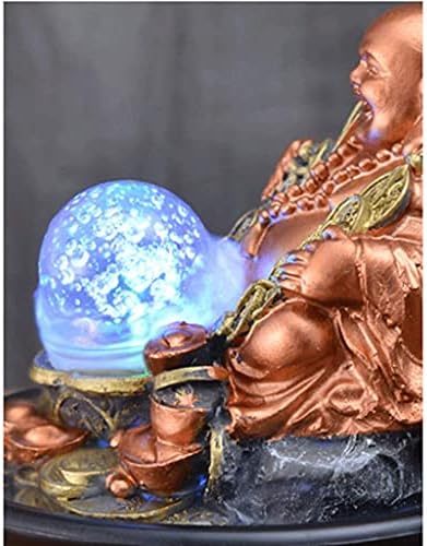 WLALLSS Indoor Tabletop Reclining Buddha Fountain with LED Light