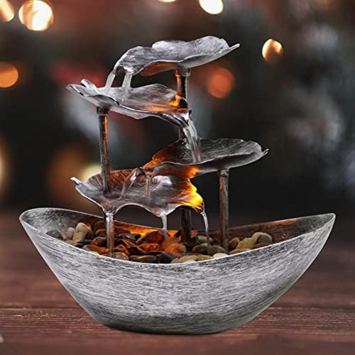 HIHELO Indoor Tabletop Waterfall Fountain with LED Lights 1