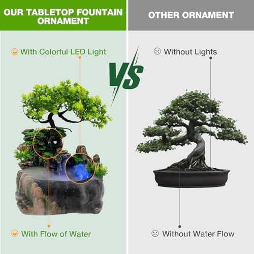 Indoor Rockery Fountain with LED Light and Atomizer