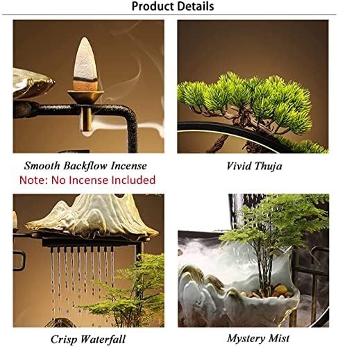 HSINYA Tabletop Waterfall Fountain with LED Light and Mist