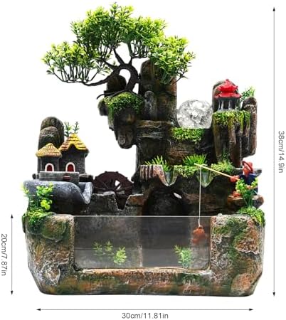 Modern Tabletop Waterfall Fountain with LED Light and Pump