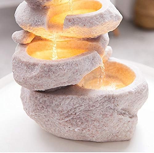 OMIDM 15-Inch Tall Tabletop Fountain with Stacked Rocks and Crystal Ball
