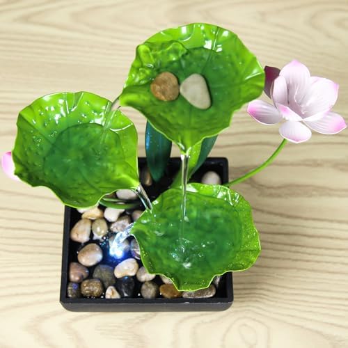 YOQUATE 3-Tier Tabletop Water Fountain with Lotus Design