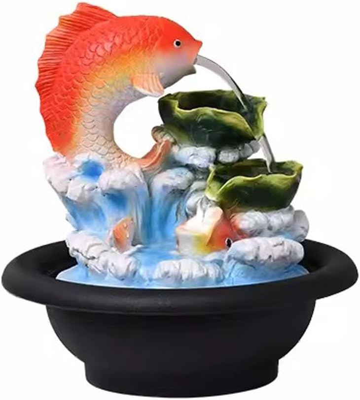 GRFIT Tabletop Water Fountain Decor with Chinese Style Rockery