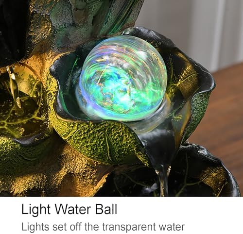 Tabletop Water Fountain with Lights for Home Office Decor
