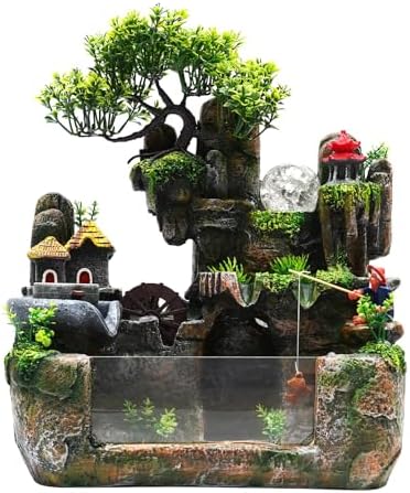 Resin Desktop Fountain with LED Lights and Atomizer