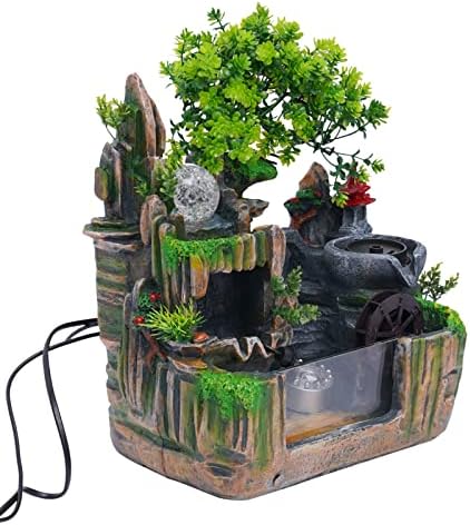 BANLICALI Tabletop Fountain with LED Light and Atomization Effect