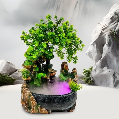 Indoor Rockery Fountain with LED Light and Atomizer