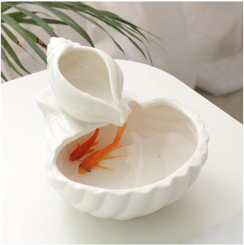 Conch Tabletop Fountain Ceramic Indoor Decor Water Feature