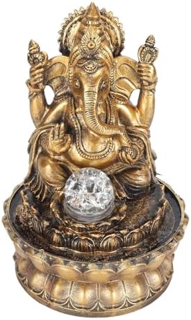 Resin Water Fountain Ganesha Statues Indoor Decorative Relaxing Humidifier with LED Light