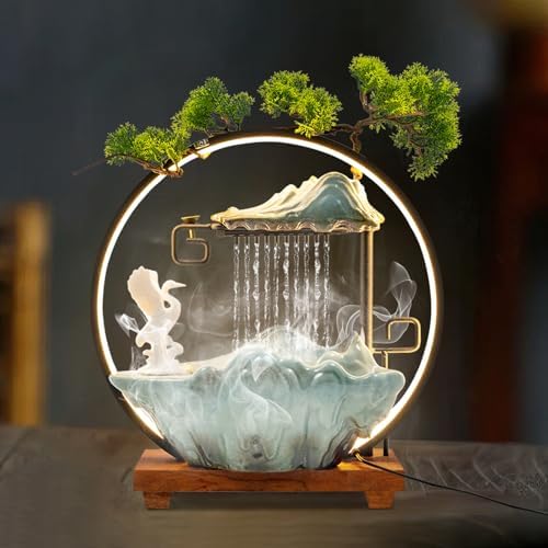 LUNUMAOS Tabletop Indoor Fountain with LED Light and Reflux Incense