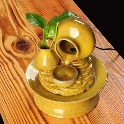 Wind Water Decoration Statue Indoor Fountain with LED Light and Water Pump