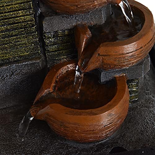 Tabletop Water Fountain with LED Yellow Light for Office and Home Decor