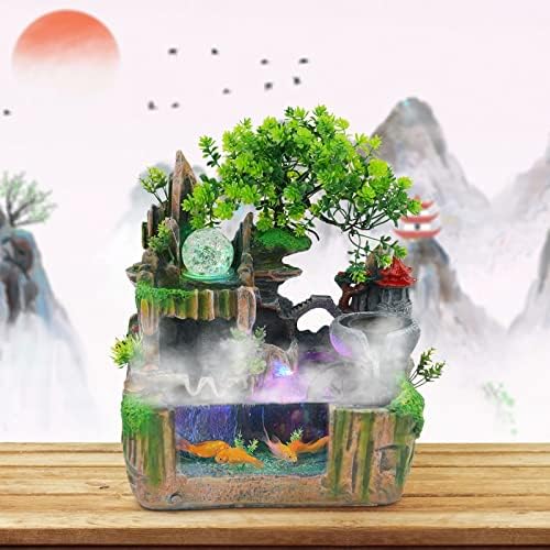 BANLICALI Tabletop Fountain with LED Light and Atomization Effect