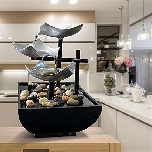 Tabletop Fountain with 3-Story Design and Reflective Lighting