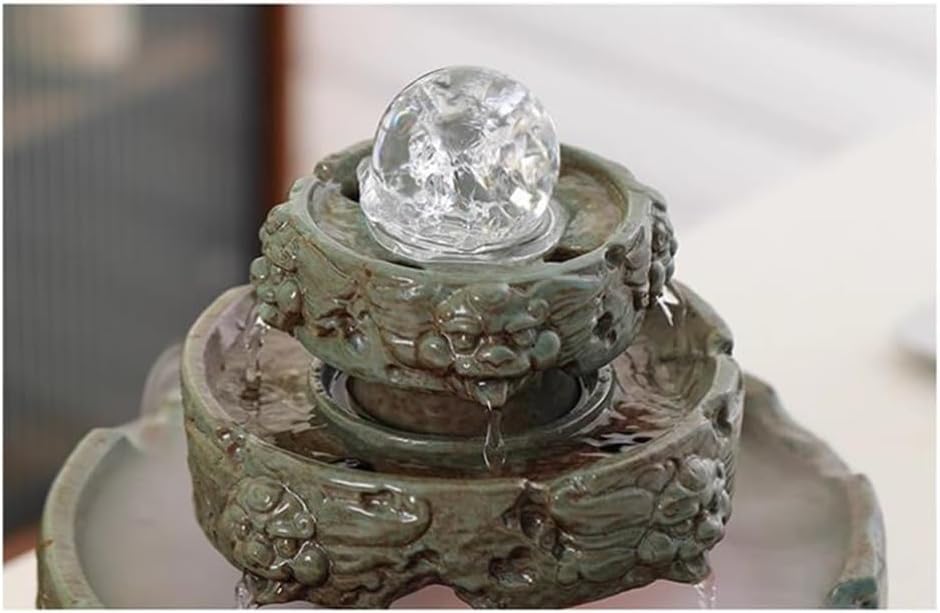 Yellow Tabletop Fountain Ceramic Water Decor