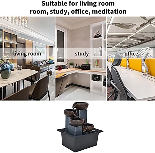 Tabletop Water Fountain with LED Yellow Light for Office and Home Decor