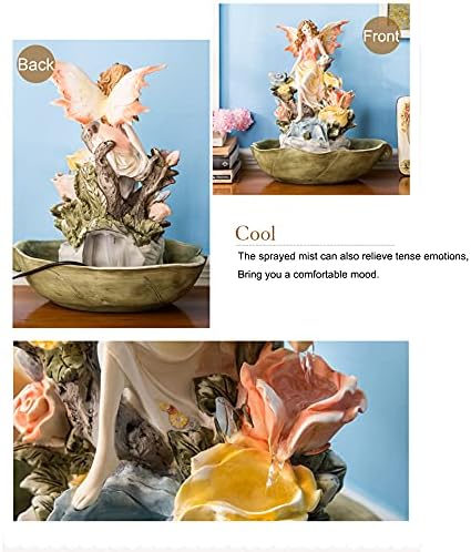 Tabletop Fountain with LED Lights - Angel Lily Waterfall Decoration