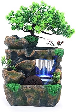 Tabletop Fountain Rockery with LED Lights