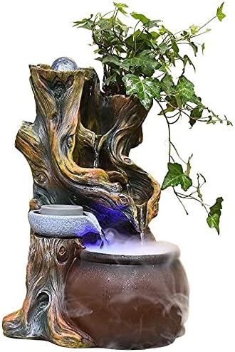 GAJUST Indoor Tabletop Fountain with LED Light for Office and Home Decor