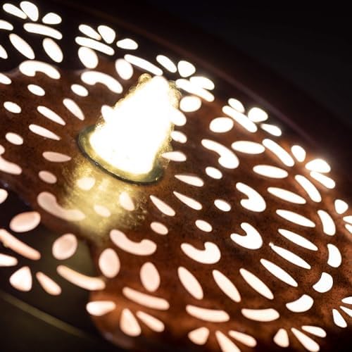 Sullivans Copper Flower Cutout Medium Water Fountain with LED Light and Easy Setup Pump