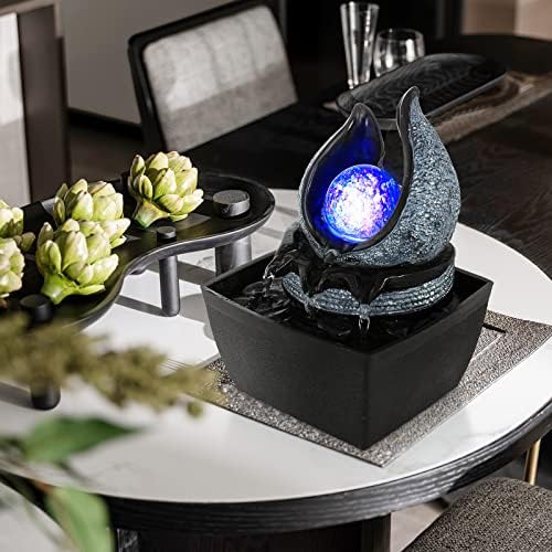 WicheMi Indoor Tabletop Fountain with LED Light