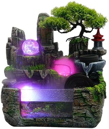Rockery Water Fountain Tabletop with LED Light