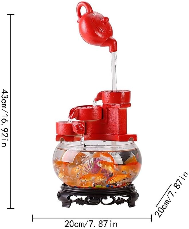 AOTPA Indoor Table Top Fountain Ceramic Decorative Glass Fish Tank Water Ornament