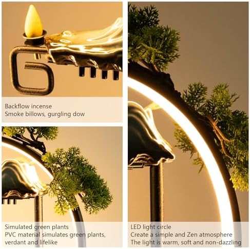 Small Fountain for Table Top - Indoor Waterfall and Fog Led for Good Fortune