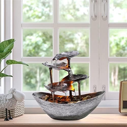 Elegant Tabletop Waterfall Fountain with LED Lighting