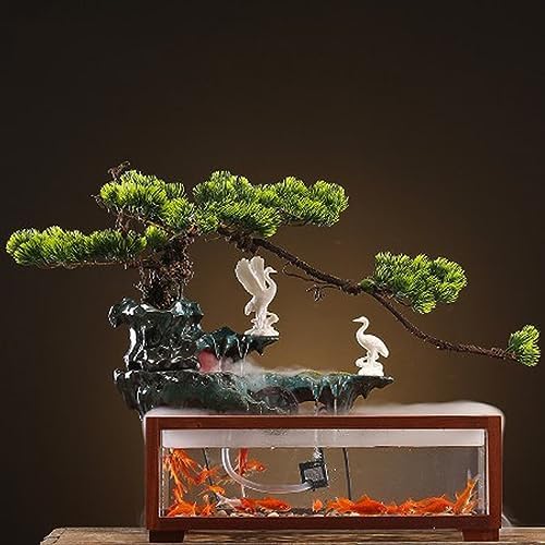 SNKOURIN Tabletop Water Fountain with LED Light and Natural Waterfall