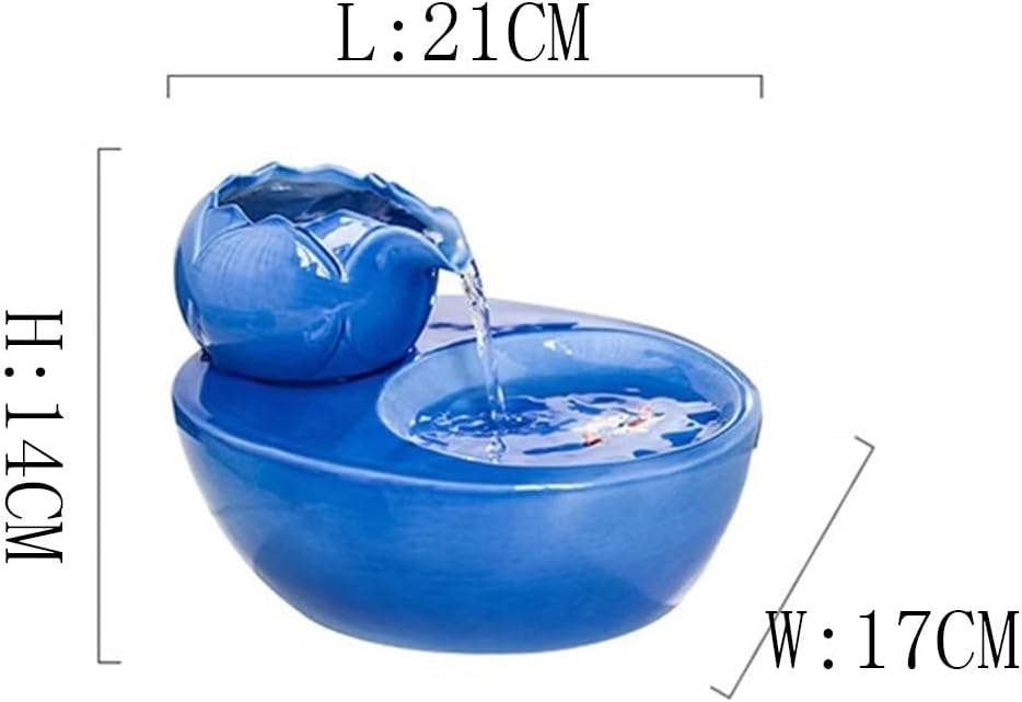 Pink Ceramic Tabletop Water Fountain with Running Water and Koi Design