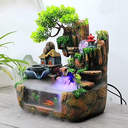 Liffshsy Indoor Water Fountain with LED Light and Atomizer
