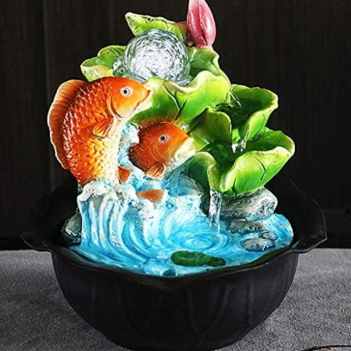 WLALLSS Indoor Water Fountain with Koi Pond and Lights