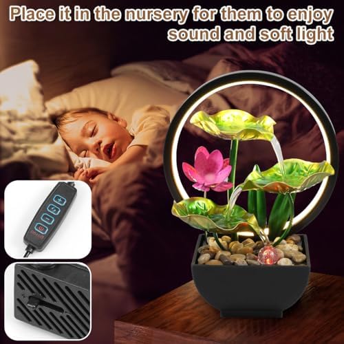 3 Tier Leaf Tabletop Water Fountain with LED Lights for Relaxation