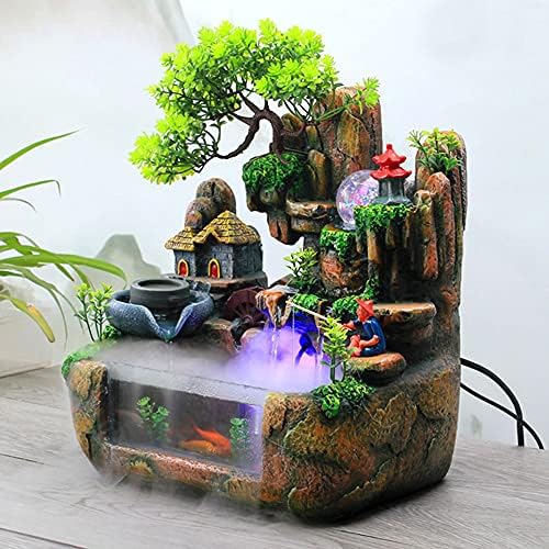 Waterfall Fountain Tabletop with LED Lights and Atomizer