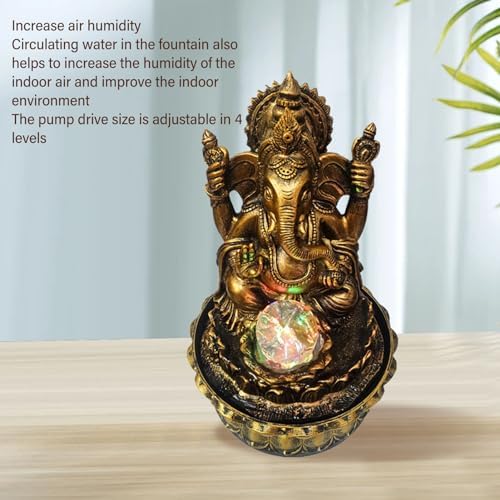 Resin Water Fountain Ganesha Statues Indoor Decorative Relaxing Humidifier with LED Light