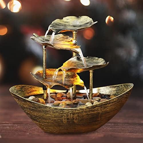 Elegant Desktop Fountain with LED Light and Lotus Design