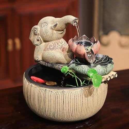 Zen Indoor Decor Desktop Fountain with Lotus Design