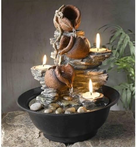 Jeco Mini Pot Tabletop Fountain with Candle