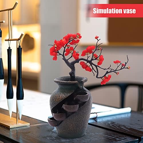 ZeStarDair Tabletop Water Fountain with 4 Layers and Simulated Plum Blossoms