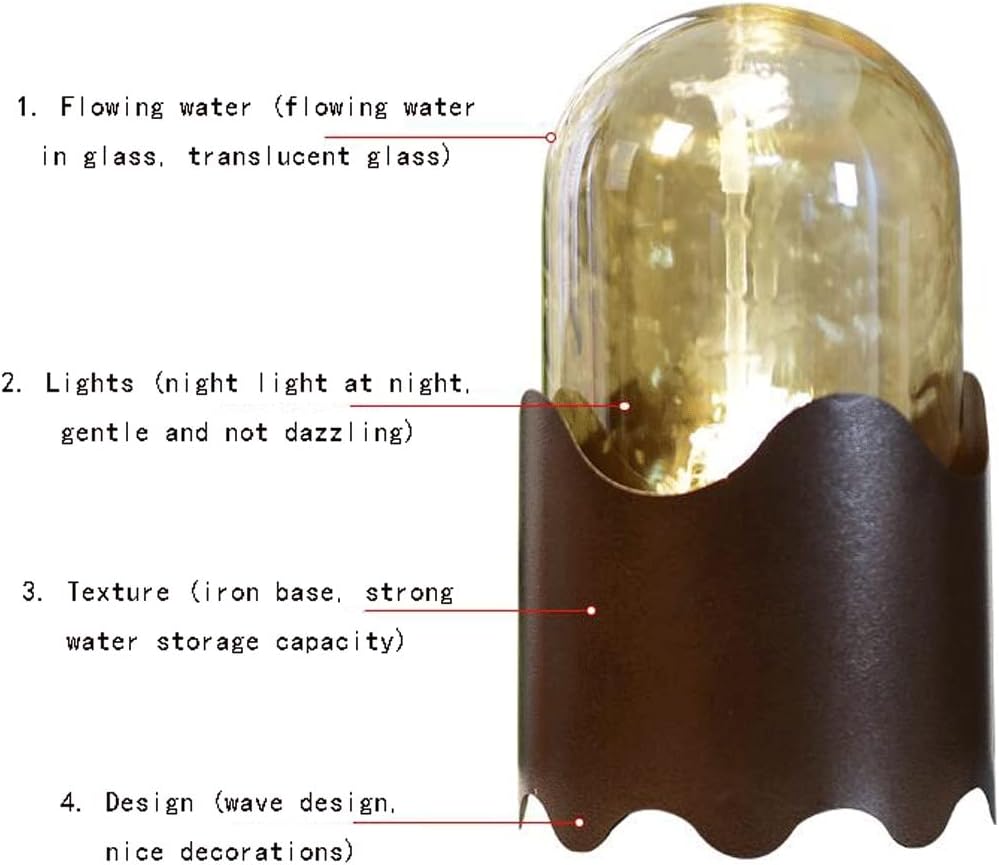 Modern Night Light Tabletop Fountain with Flowing Water Design