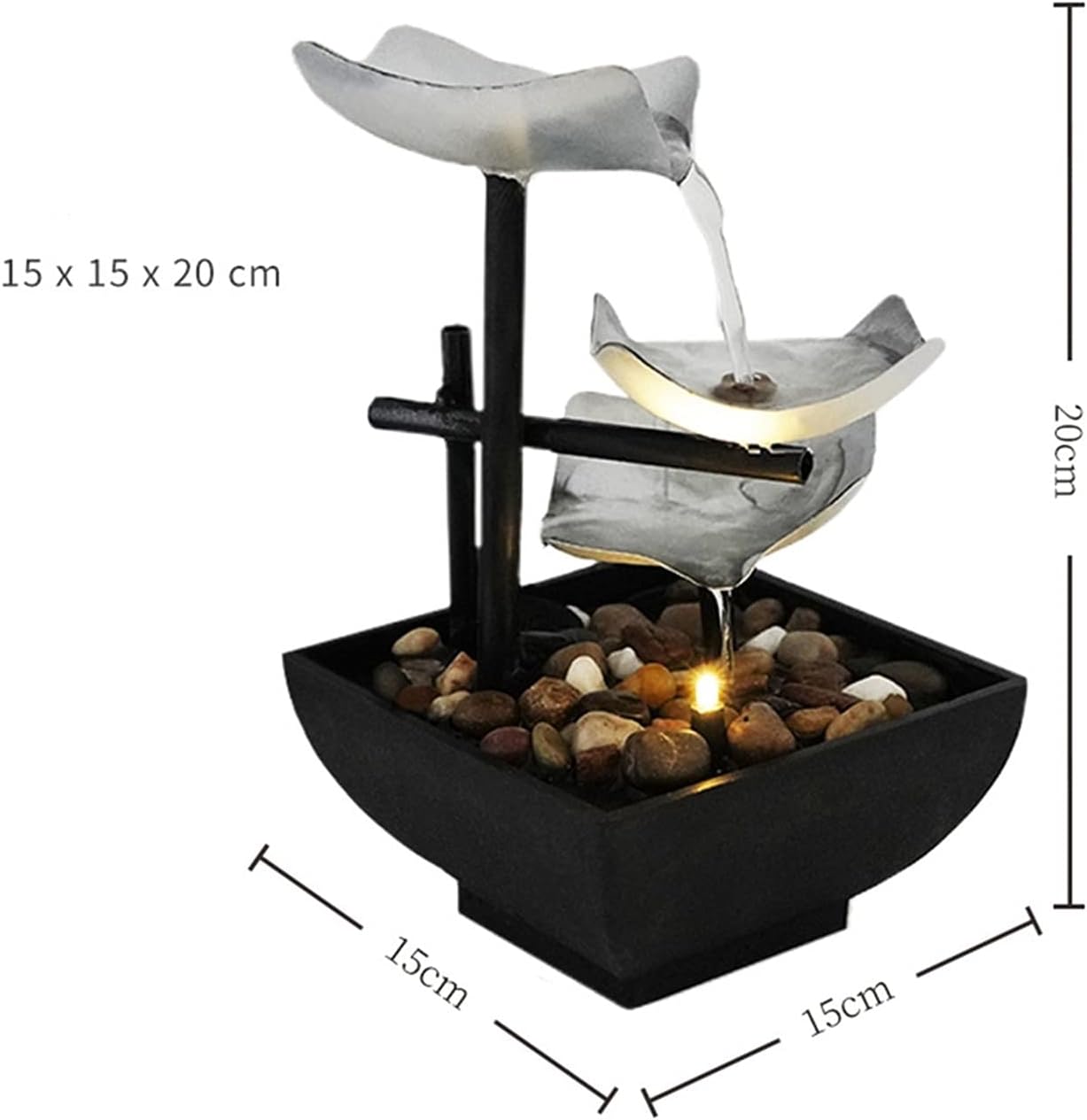 Tabletop Fountain with 3-Story Design and Reflective Lighting