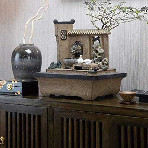 WLALLSS Indoor Tabletop Fountain with Rockery and Lights
