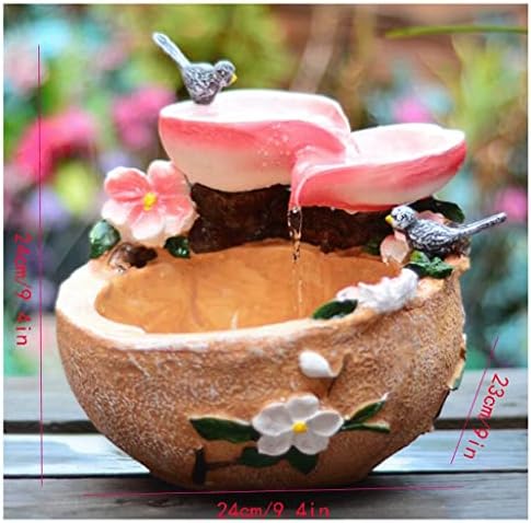 Pink Tabletop Fountain with Bird and Peach Design