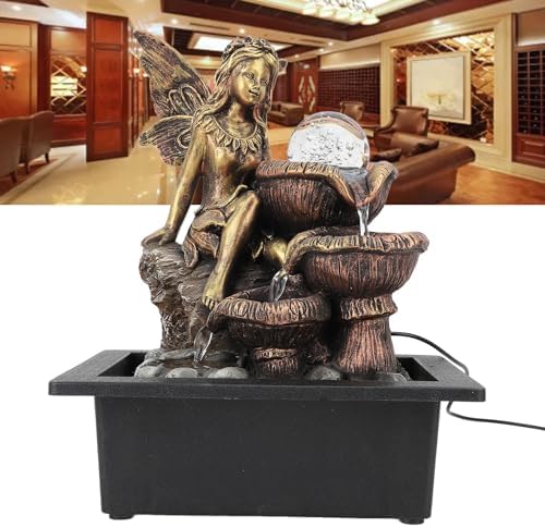 Gsycle Tabletop Fountain with LED Light and USB Pump for Home Office Decor